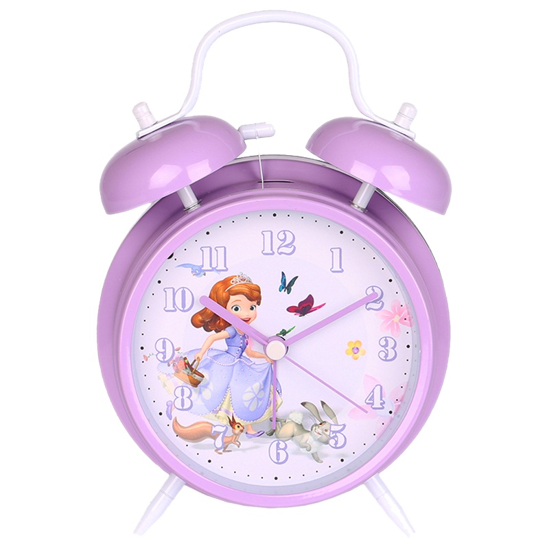 迪士尼(DISNEY)儿童闹钟女学生床头钟苏菲亚小公主索菲亚女孩创意静音夜光金属机械超大声打铃懒人座钟