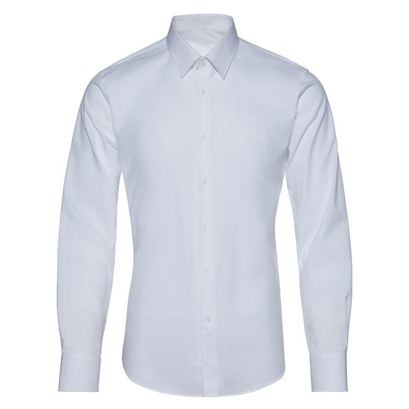 码尚定制MatchU易打理精致白衬衫2020春秋新款男士全棉商务衬衫 方形提花 购买后会发送量体链接