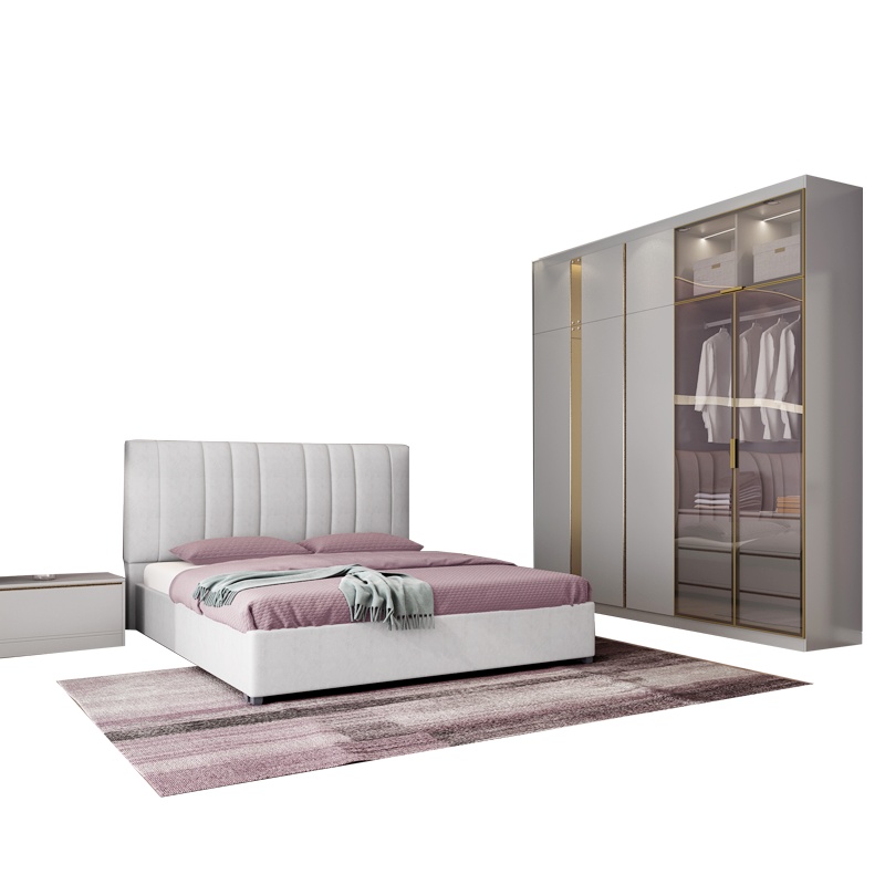 诗尼曼轻奢塔莎系列卧室家具定制衣柜整体衣帽间梳妆台桌飘窗定做