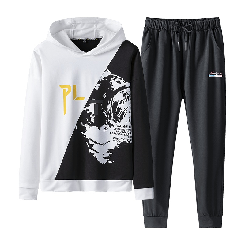 稻草人(Mexican)青年学生男士长袖连帽卫衣一套春秋男韩版潮流休闲运动套装男外套