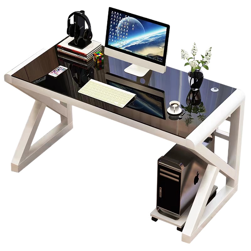 鑫环境 电脑台式桌家用简约现代经济型书桌简易钢化玻璃电脑桌学习桌子