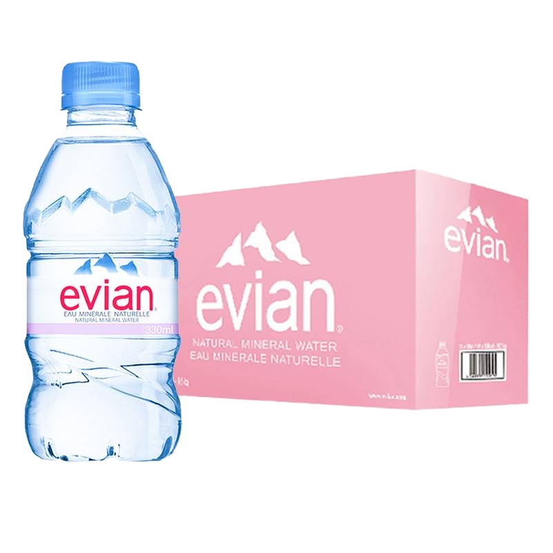 evian/依云矿泉水330ml*24瓶整箱小瓶装法国天然进口水弱碱性水