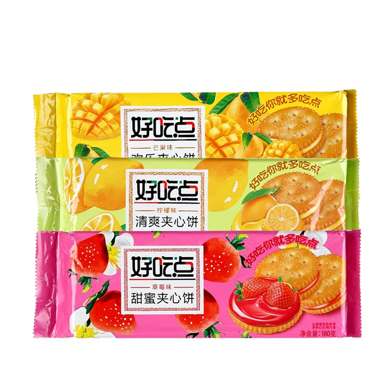 达利园 好吃点 夹心饼干 草莓味 180g