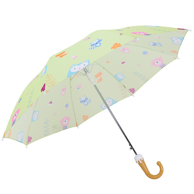 天堂伞 儿童伞直杆伞长柄伞强效拒氺晴雨伞53cm*8骨 3045E森林物语 浅绿