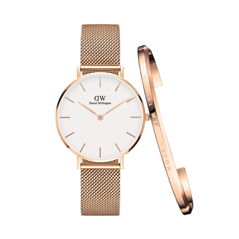 (DanielWellington)丹尼尔惠灵顿DW手表欧美28mm白盘金属女表DW00100219+小号手镯(礼盒装)