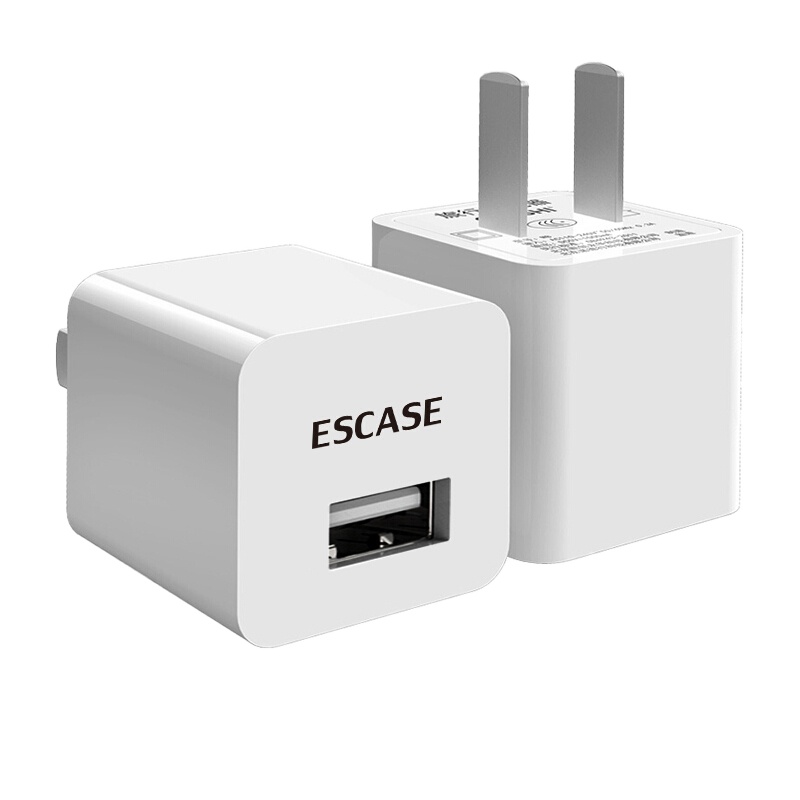 ESCASE 充电器USB 移动电源/手机充电器/电源适配器/荣耀华为小米苹果充电插头单口 DC5102白色