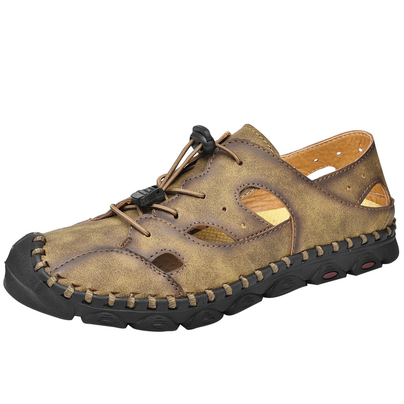 公牛世家2020新款夏季真皮凉鞋男士潮流两用凉拖鞋运动休闲越南包头沙滩鞋 GN7598