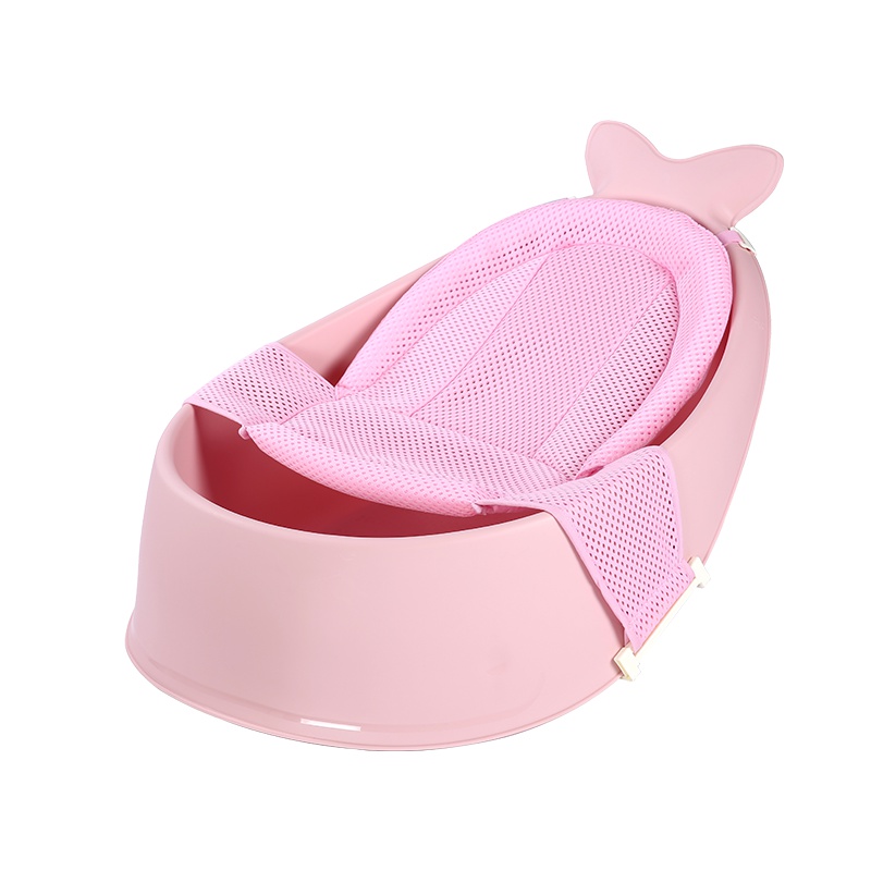 DuDi/青蛙嘟迪 婴童浴盆婴儿洗澡盆卡通鲸鱼宝宝浴盆泡澡盆新生儿澡盆婴幼儿洗澡网婴儿盆洗澡架婴儿浴盆套装 粉色