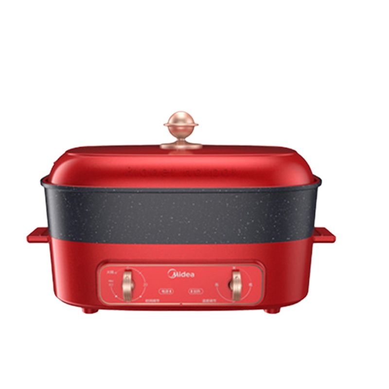 美的电火锅DY3525E102R 一锅多能 定时烹饪 麦饭石涂层 家用多功能电煮锅电热锅 4.7L大容量