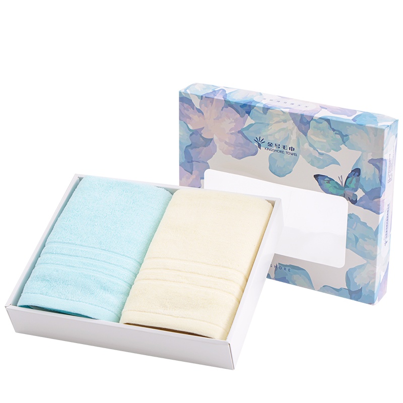 金号A类纯棉素色洗脸巾毛巾2条装礼盒GA1131高档礼盒 吸水耐用 柔软舒适 居家生活 节日送礼