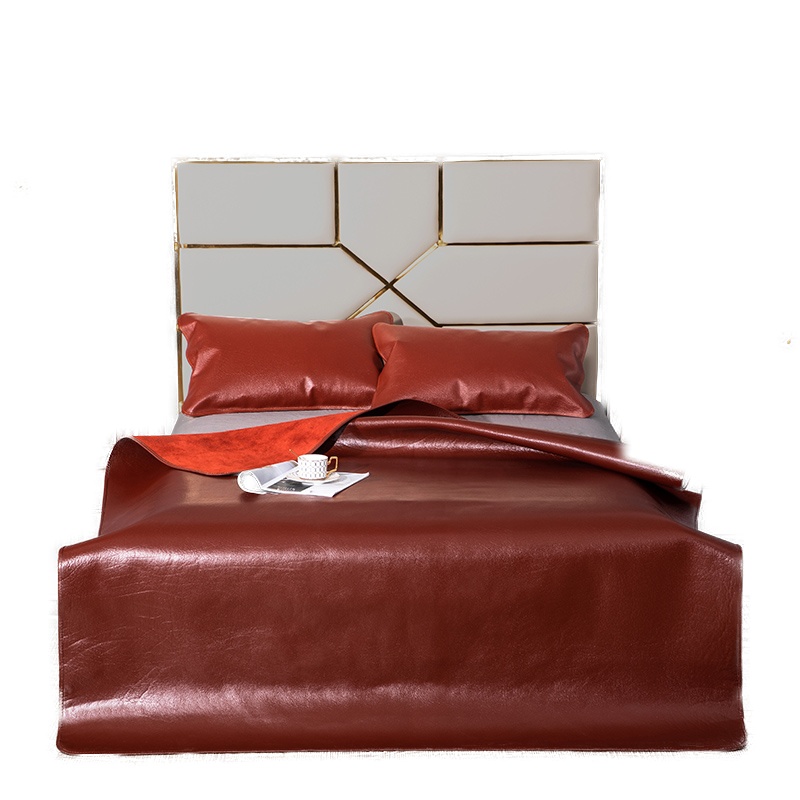 唛乐斯Mallas牛皮凉席加厚红棕色头层牛凉席子纯色软席夏季彩牛皮席