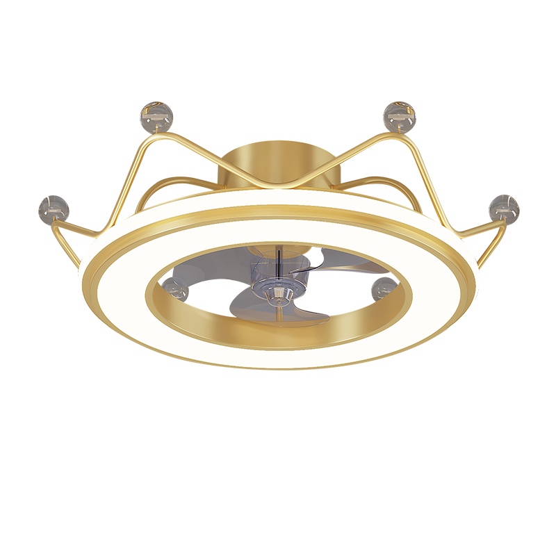 七只蚂蚁 轻奢卧室儿童风扇灯吸顶灯北欧房间卧室灯饰轻奢北欧吸顶吊扇灯客厅低噪智能大风力变频餐厅家用一体带电扇灯ZY301