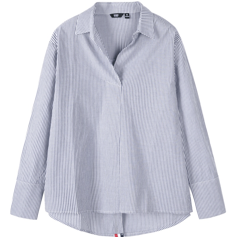 森马长袖衬衫女2020春季新款洋气条纹衬衣女心机设计感小性感上衣