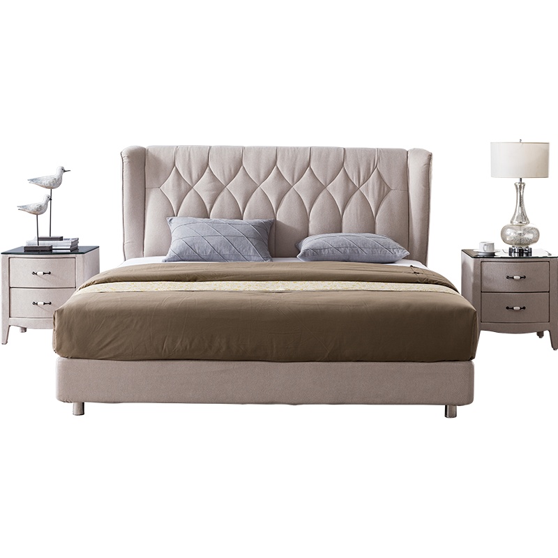 慕思 欧式简约小户型 高靠背床屏 科技布套床 凡尔赛