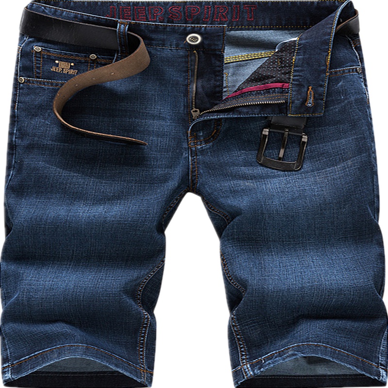 JEEP 吉普男装旗舰夏季新款吉普牛仔裤短裤男蓝色男士五分裤薄款马裤