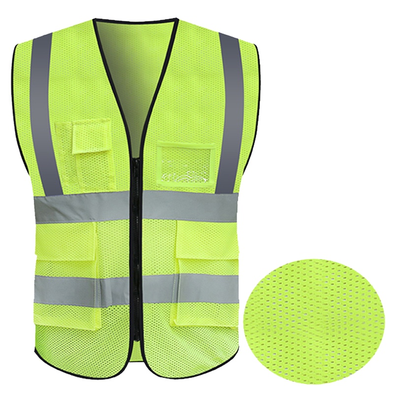 卓顺杰反光背心 交通防护反光马甲警示服施工道路维护反光衣可印字 透气网布多口袋荧光黄 354