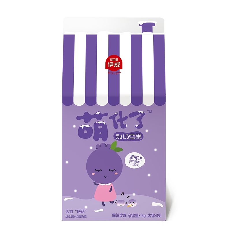 伊威宝宝辅食儿童溶豆零食9个月-10岁萌化了酸奶雪果蓝莓味18g
