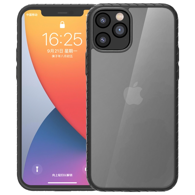 [壳膜套装]AGM 二厂编织纹全包手机壳 适配iPhone 12 / 12Pro 黑色