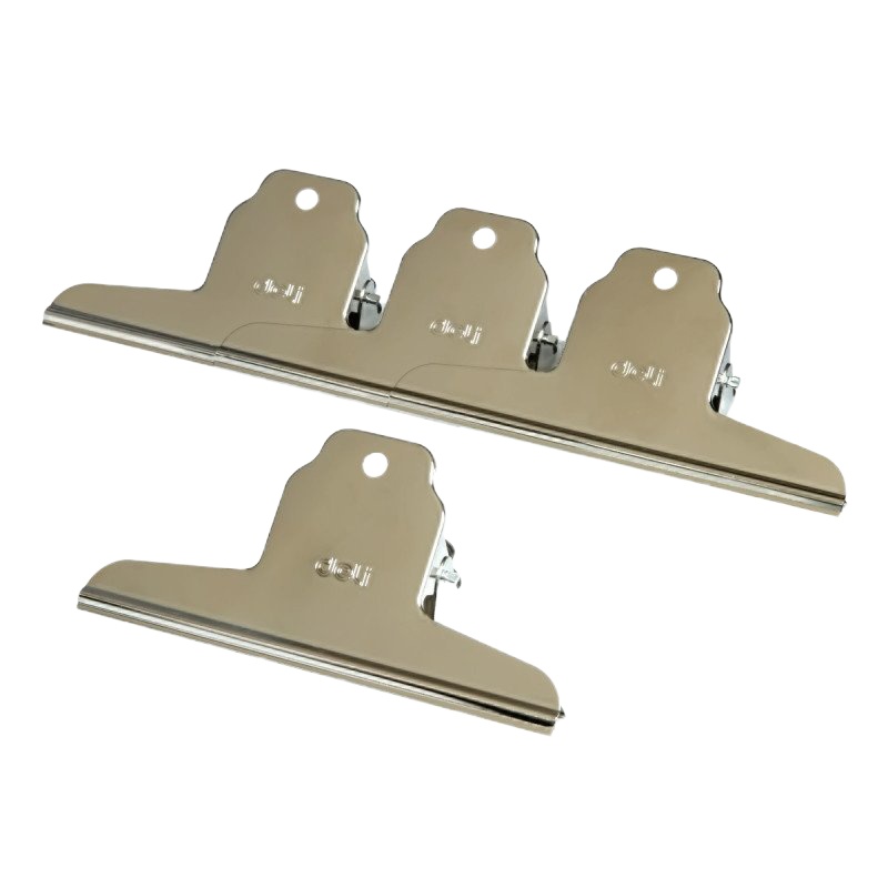 得力9531 票夹山形夹 票据夹 快递单夹子不锈钢 画板夹 145mm 4只/袋