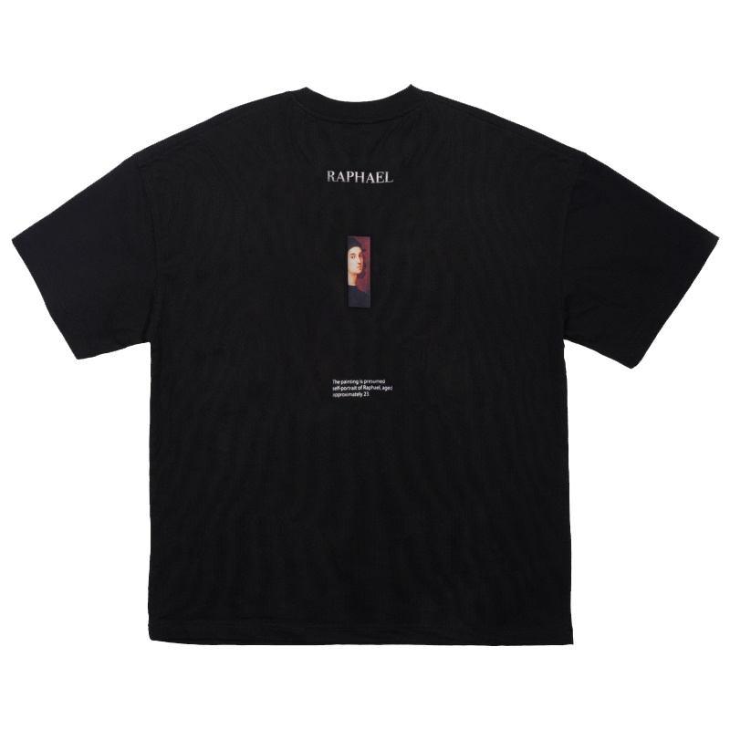 WAOK遇见拉斐尔·自画像短袖T恤纯棉圆领宽松大码半袖百搭短袖2022新款