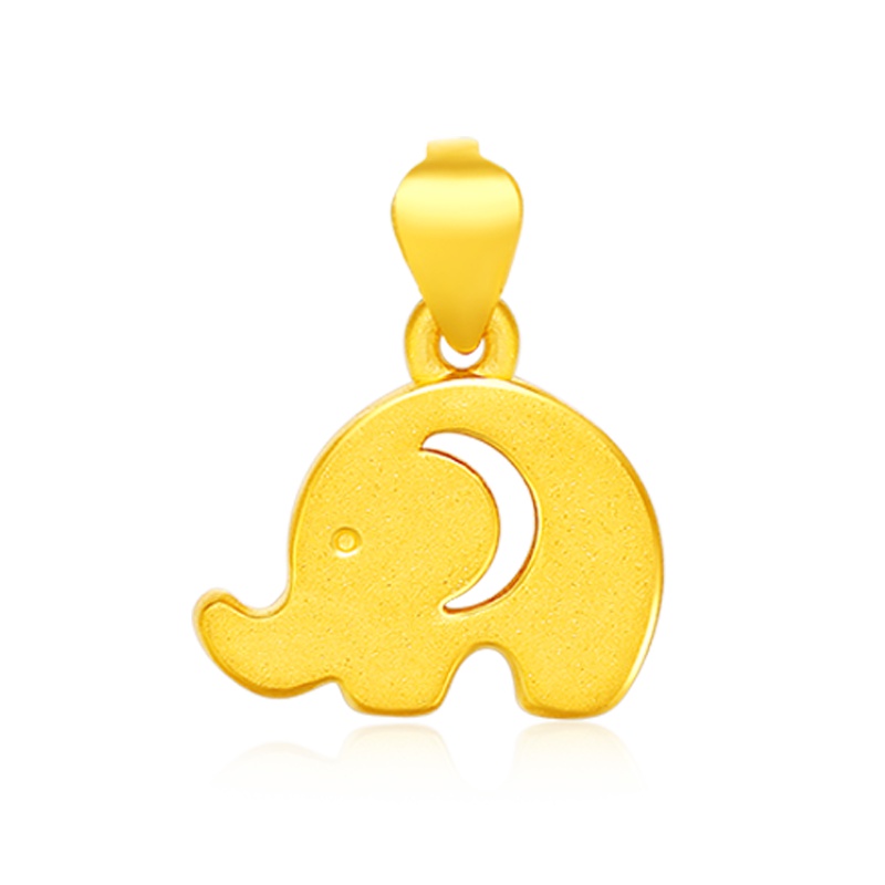 金一足金3D硬金镂空 小象女士 黄金吊坠 立体吊坠可配项链(定价) ACB024
