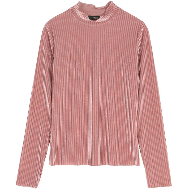 妖精的口袋丝绒长袖T恤2020春季新款女黑色气质圆领打底衫上衣潮