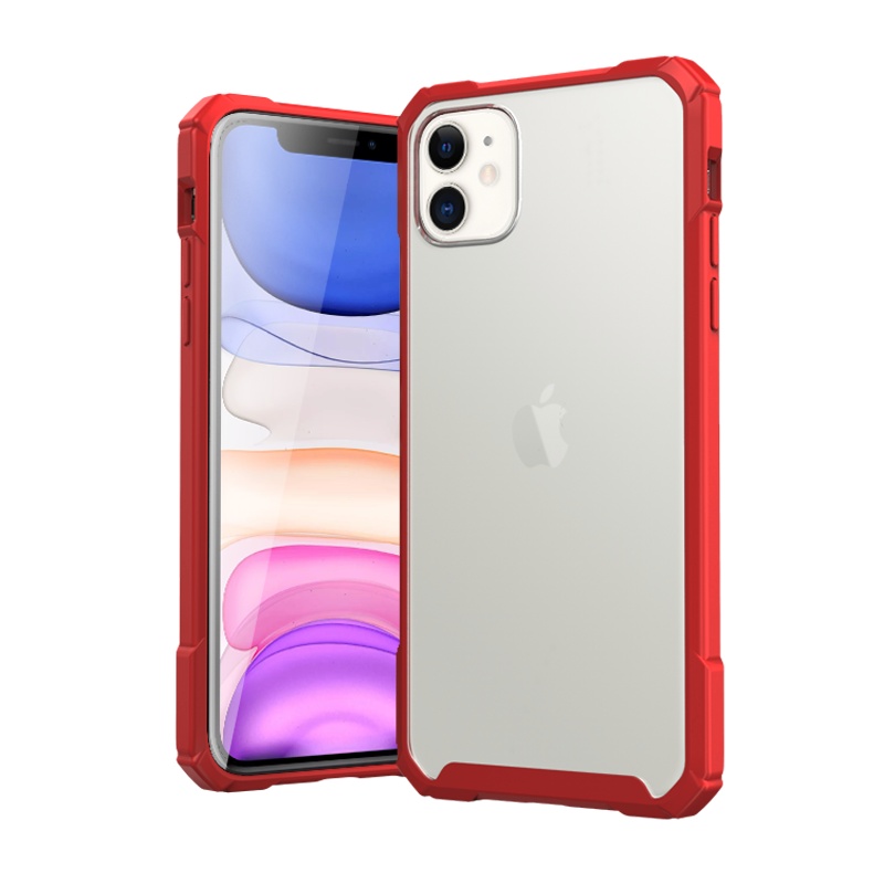 ESCASE 苹果11手机壳iPhone11保护套全包高档硅胶气囊防摔磨砂玻璃保护壳ES-SC-11幸运红