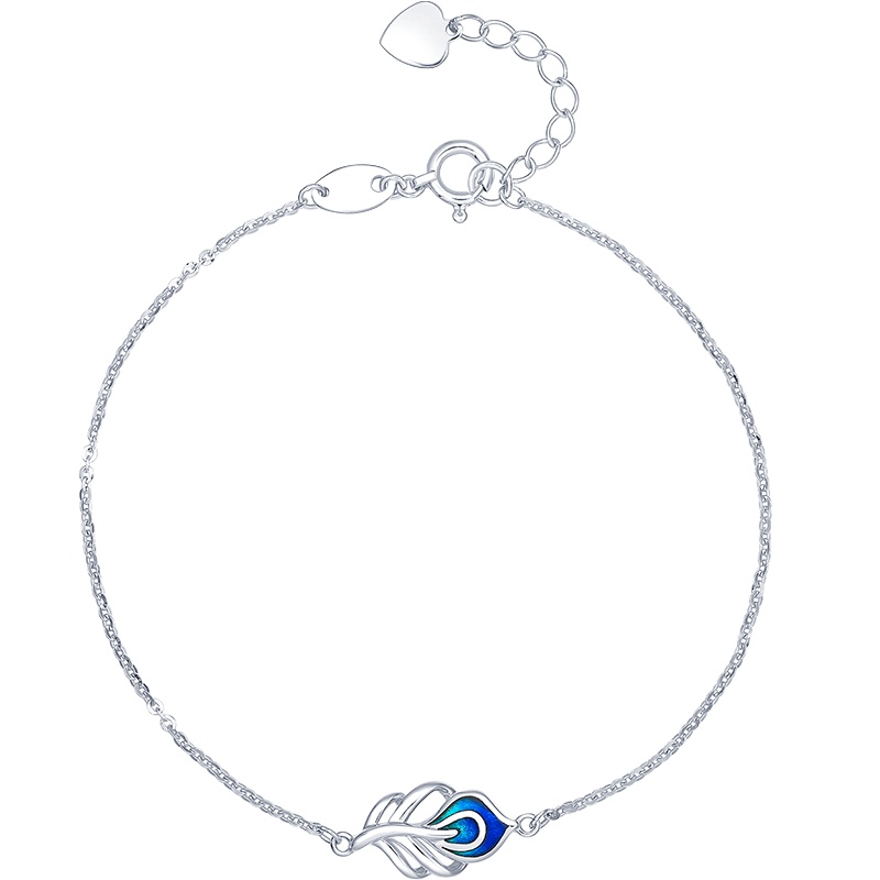 周大生铂金手链女正品新款珐琅羽毛手链Pt950白金手镯简约手饰