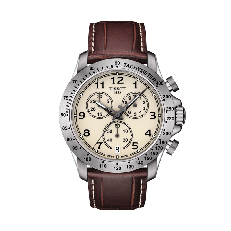 天梭(TISSOT)瑞士手表 复古独特高级质感象牙色表盘 V8系列皮带男士石英表T106.417.16.262.00