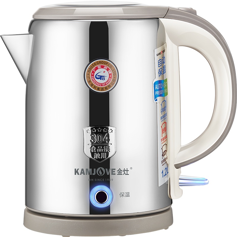 KAMJOVE/金灶 T-912 全钢保温电热水壶 食品级304不锈钢烧水壶 自动断电开水壶 电茶壶 1.2L烧水器茶具