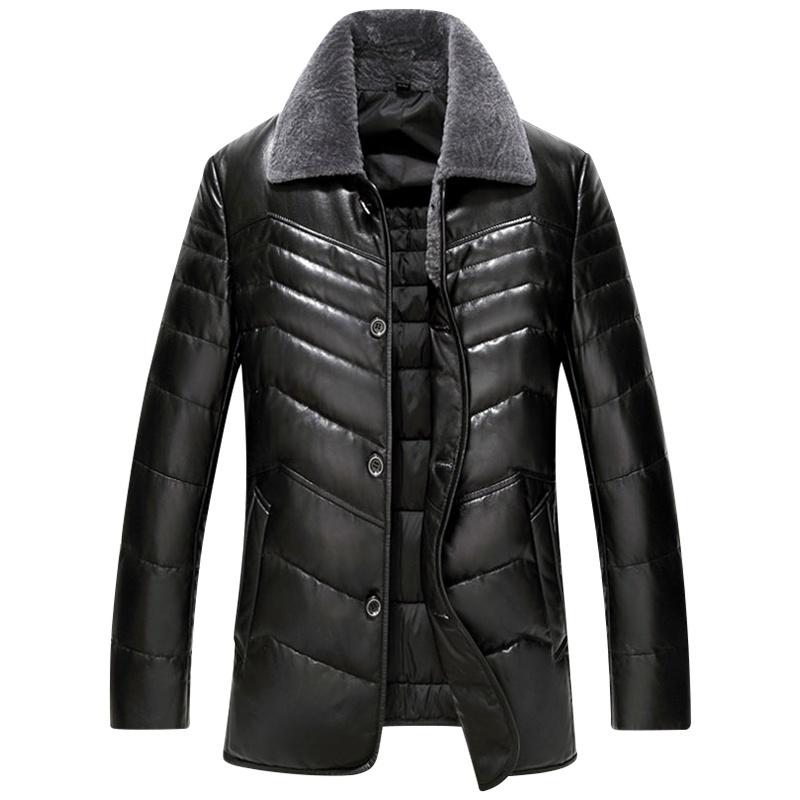 海宁真皮皮衣男士绵羊皮羽绒服翻领冬季男式外套保暖厚款夹克. SNX-YR0032