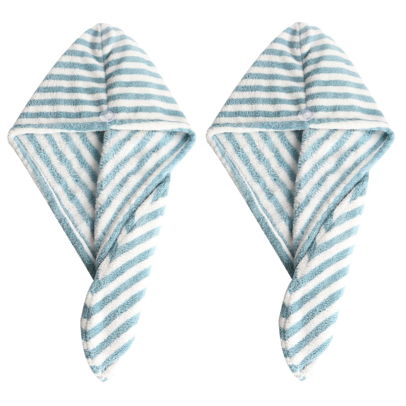 2条干发帽吸水速干女可爱抖音浴帽擦头发包头毛巾干发巾 三维工匠 直条纹蓝白2条装