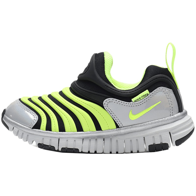 耐克男童女童休闲鞋毛毛虫轻便舒适小童跑步运动鞋CI1185 CI1185-081黑+荧光黄+白金色+金属银