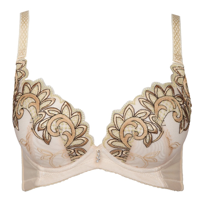 古今内衣 3/4罩杯上薄下厚蕾丝小胸文胸有钢圈性感调整聚拢型文胸女性胸罩0E835