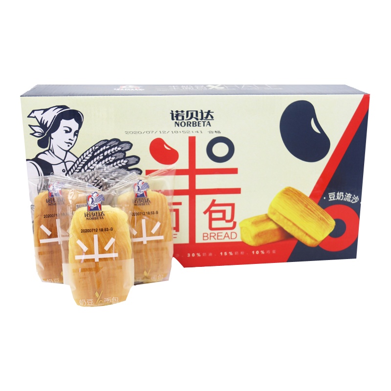 诺贝达 豆奶流沙整箱4斤夹心面包