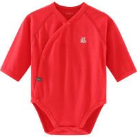 Aengbay 婴儿包屁衣红色满月衣服百天日内衣三角哈衣长袖薄款连体