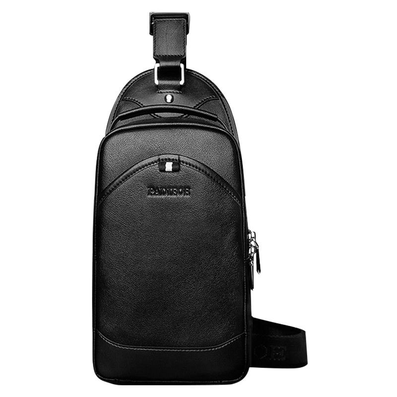 【顺丰配送】padieoe真皮胸包男士2017新款潮包单肩包男斜挎跨包休闲牛皮腰包户外韩版