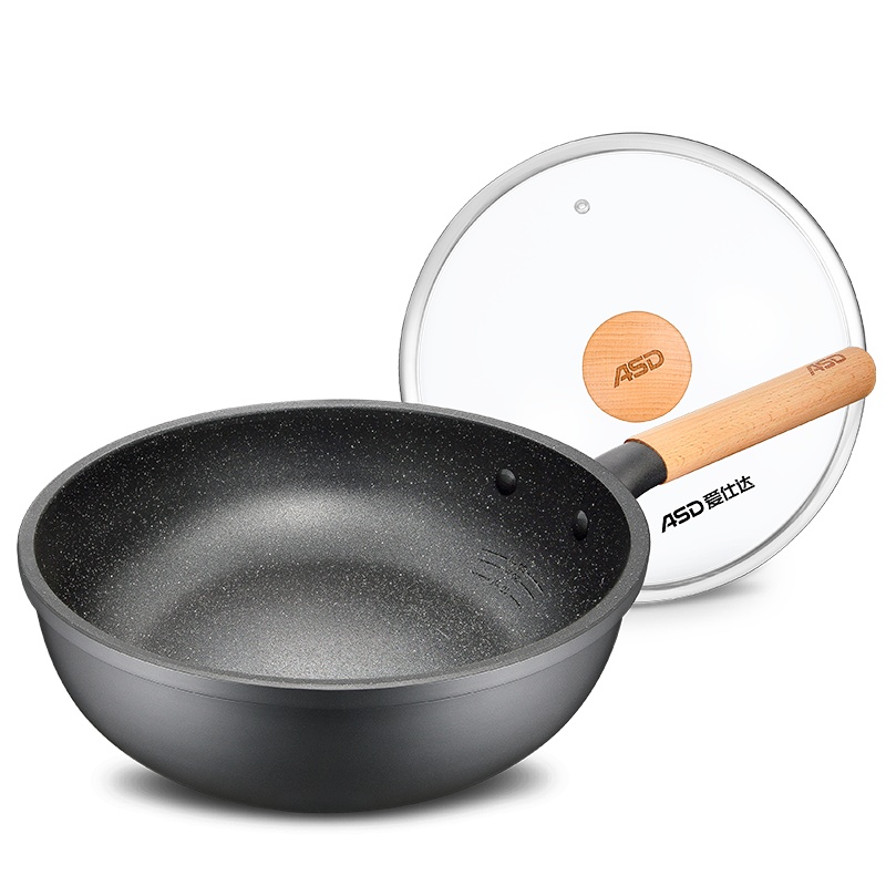 爱仕达(ASD) 28CM煎锅 新不粘煎锅 JL28S5WG 油你控不粘煎锅 28CM麦饭石 无孔复低