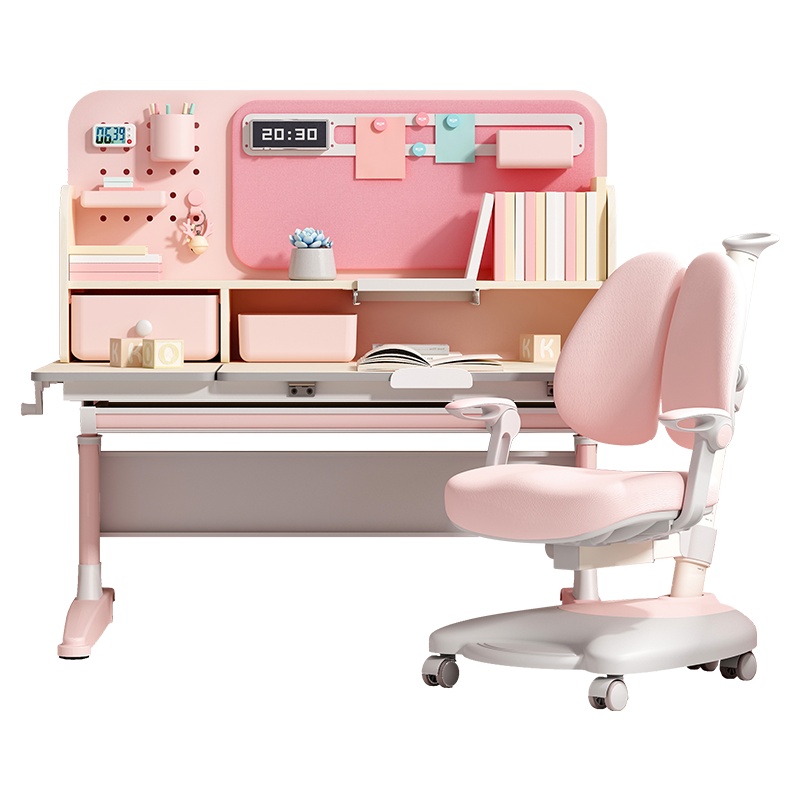黑白调儿童学习桌学习椅苏宁极物写字桌椅套装苏宁极物可升降实木小学生课桌家用书桌