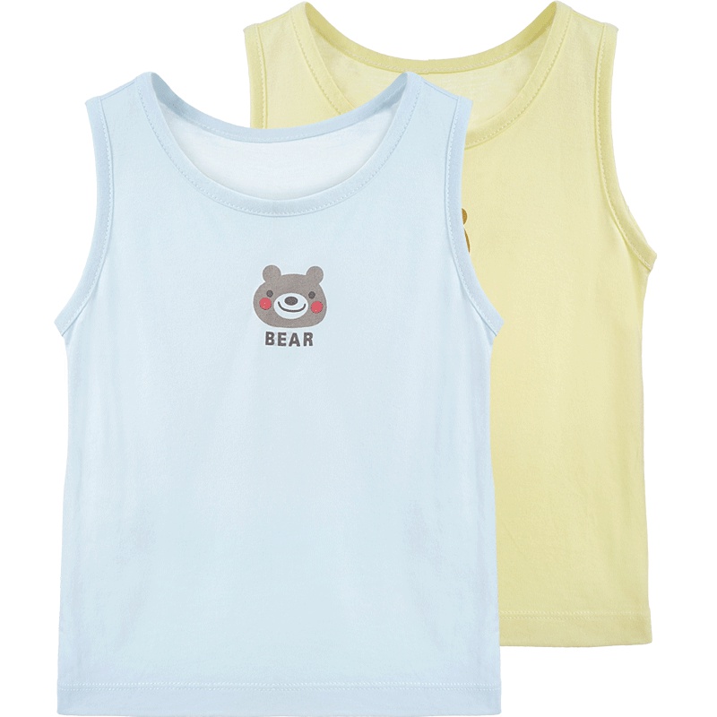 婴姿坊女童夏季圆领背心小兔子图案棉柔休闲纯色T恤1-5岁 73-120码