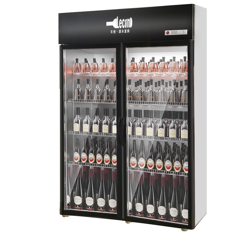 乐创(lecon)展示柜冷藏饮料柜商用冰箱三门双门单门立式保鲜柜便利店超市冷藏柜啤酒冷饮柜双门高端黑(升级800L)风冷