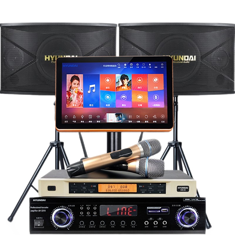 现代(HYUNDAI)HY-110F点歌机套装 家庭KTV音响套装家庭影院功放组合家用卡拉OK点唱机一体机[支架版]