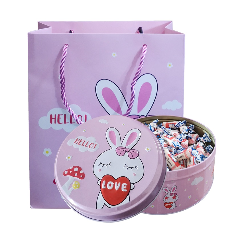 大白兔奶糖糖果礼盒圆形铁盒大白兔400g散装礼盒装结婚喜糖(配礼袋)散装400g