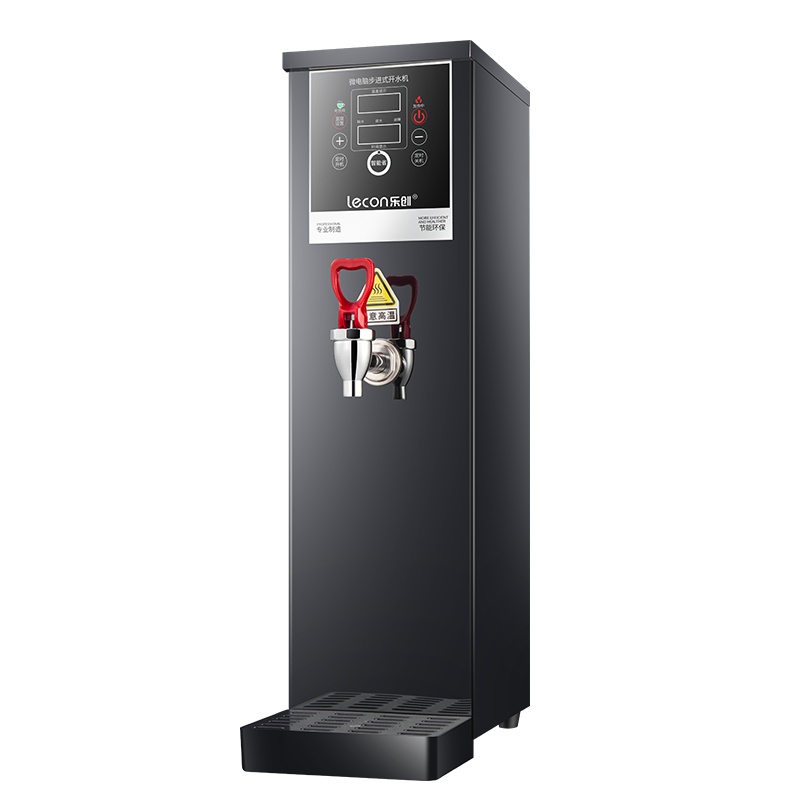 lecon乐创80L双温银色开水机全自动商用不锈钢电热步进式逐层进水饮开水器进口温控器 开水桶保温即热奶茶店饮开水机