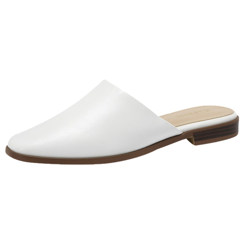 达芙妮新款牛皮套脚后空鞋单鞋