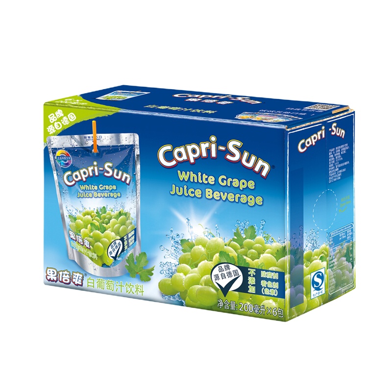 果倍爽 [2份装]白葡萄汁200ml*6袋整盒装 儿童宝宝果汁饮料富含维生素
