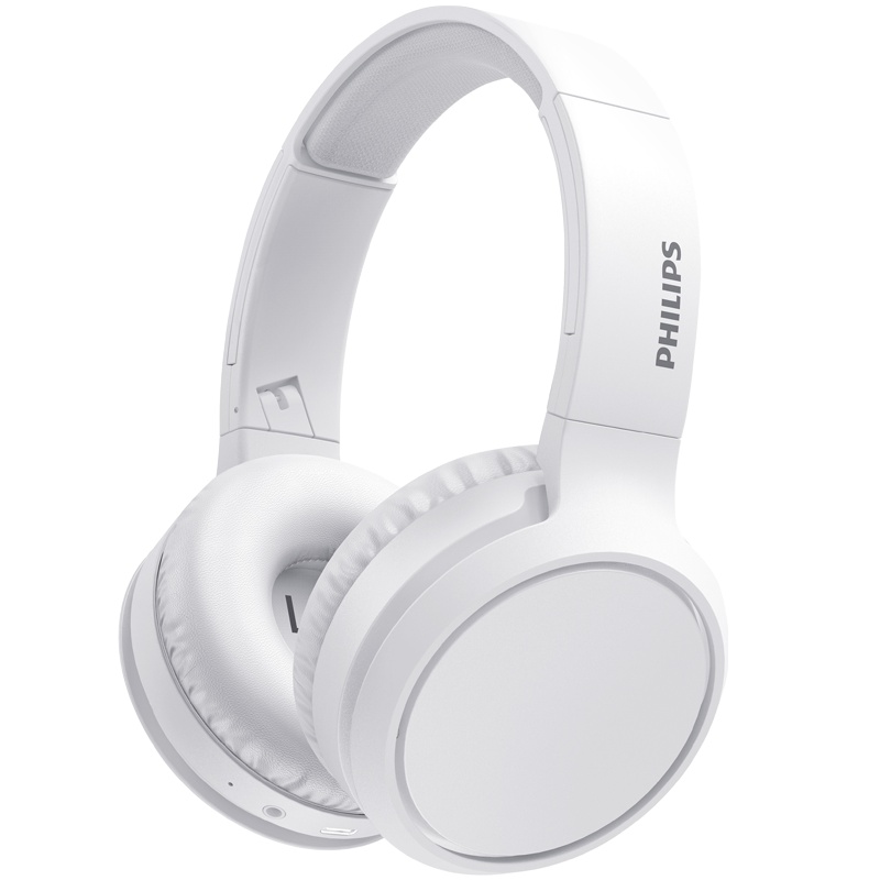 飞利浦头戴式蓝牙耳机TAH5205WT 白色耳麦可折叠方带音乐学习运动跑步于苹果华为男女生款迷你可爱安卓通用降噪超长待机