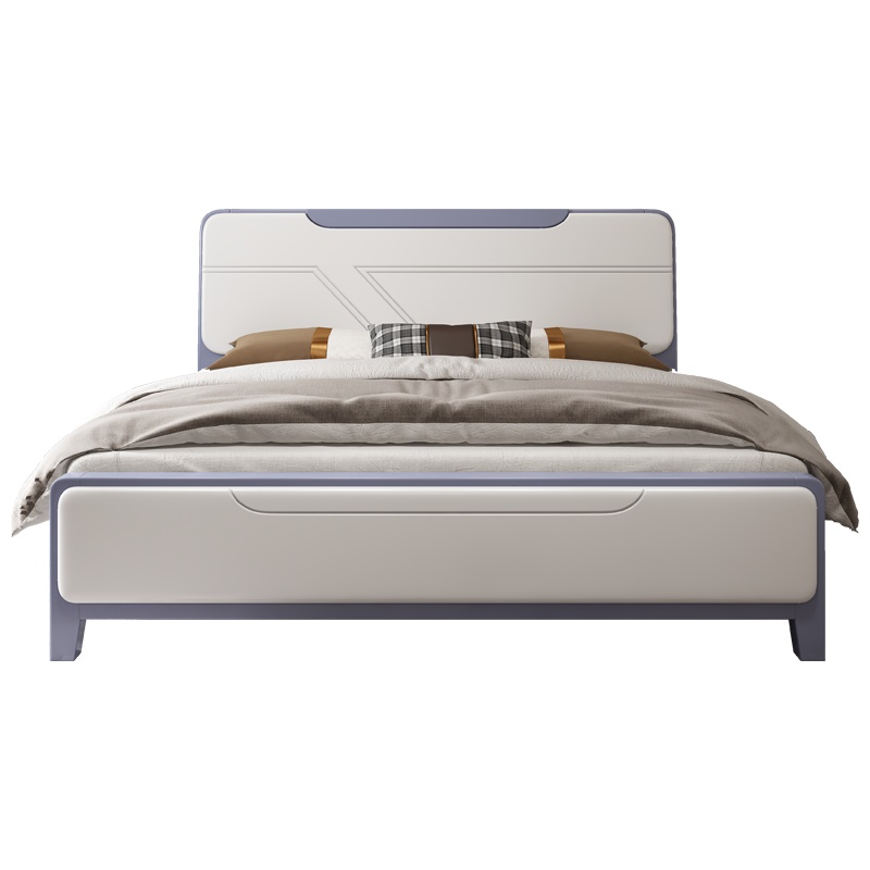 一米色彩 床 实木床现代简约白色木质双人床主卧婚床1.5M1.8米储物原木 卧室家具