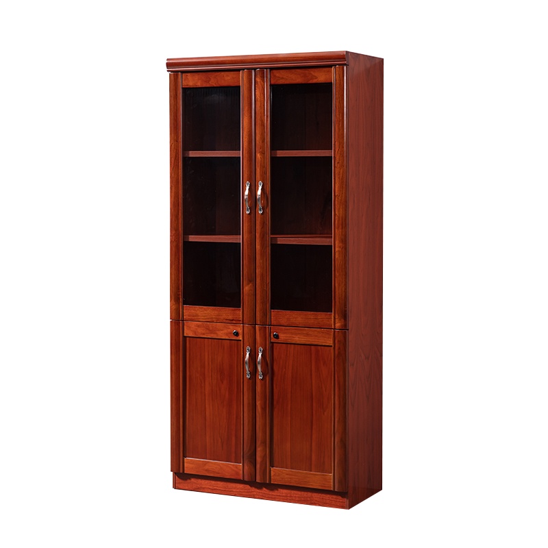 全简办公家具文件柜储物柜木质贴木皮油漆书柜2门