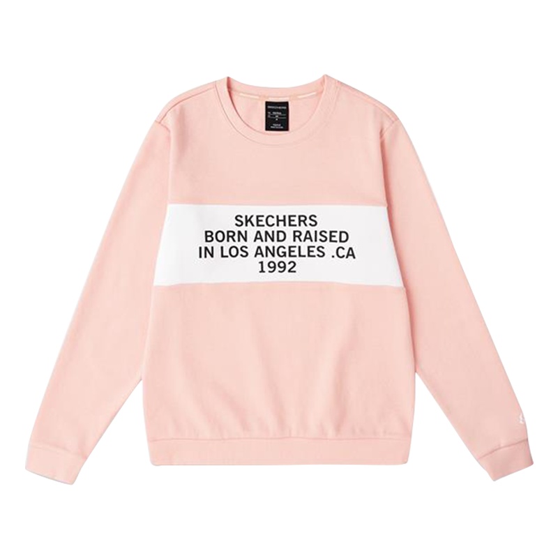 Skechers斯凯奇女子字母印花拼接长袖套头衫运动休闲卫衣L319W094